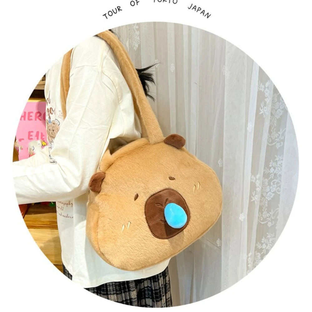 Nieuwe Cartoon Capybara Pluche Tas Opslag Grote Capaciteit Crossbody Tas Bruine Schoudertas