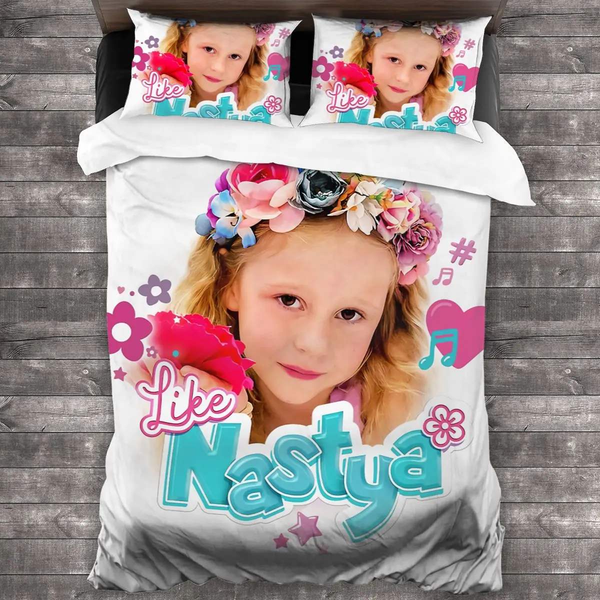 3D Printed Like Nastya Bedding Set Boys Girls Twin Queen Size Duvet Cover Pillowcase Bed Kids Adult Fashion Home Textileextile