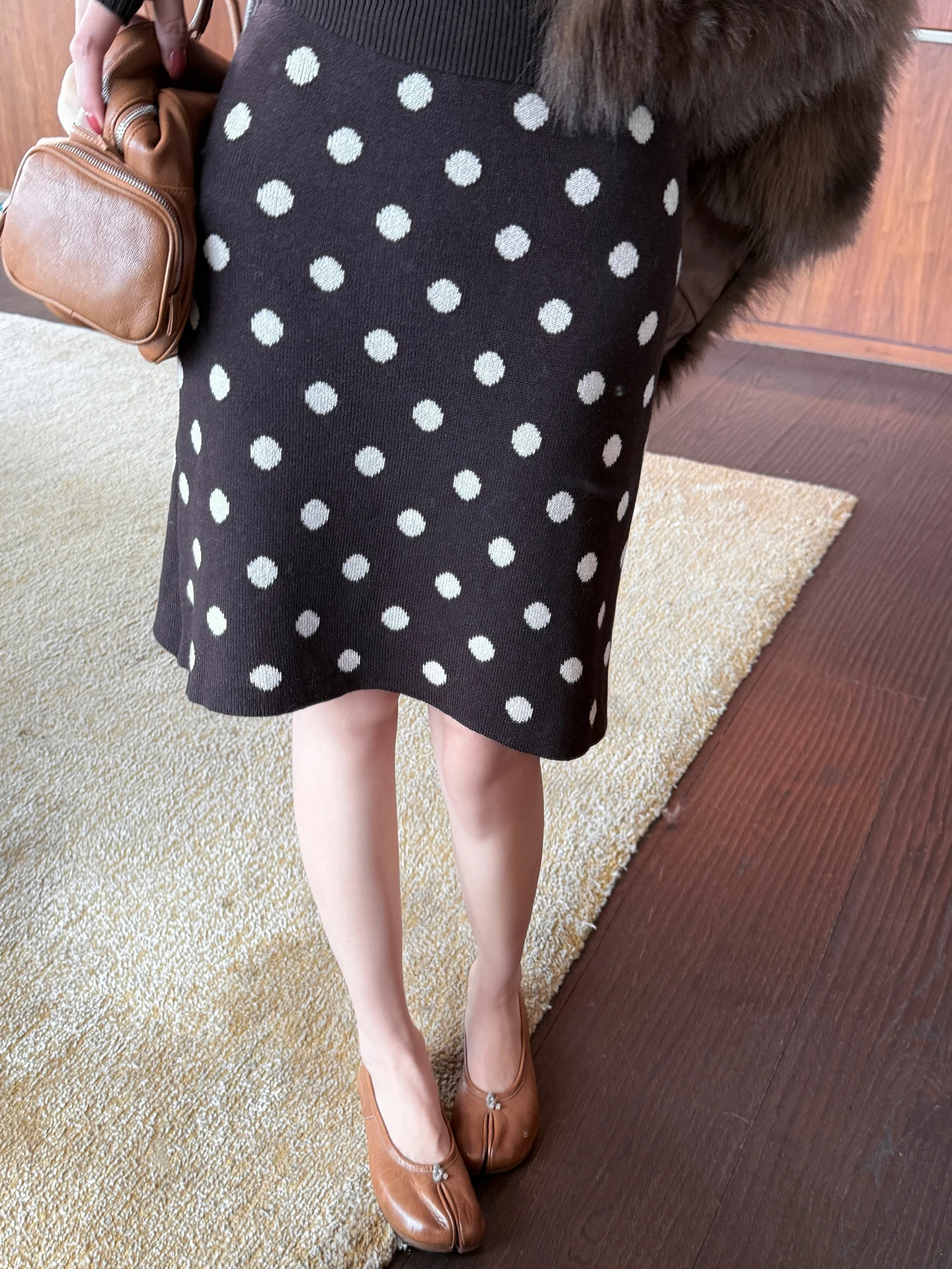 

Вязаная юбка в горошек LaaReeToo, женская осенне-зимняя прямая юбка-труба средней длины, облегающая, с запахом