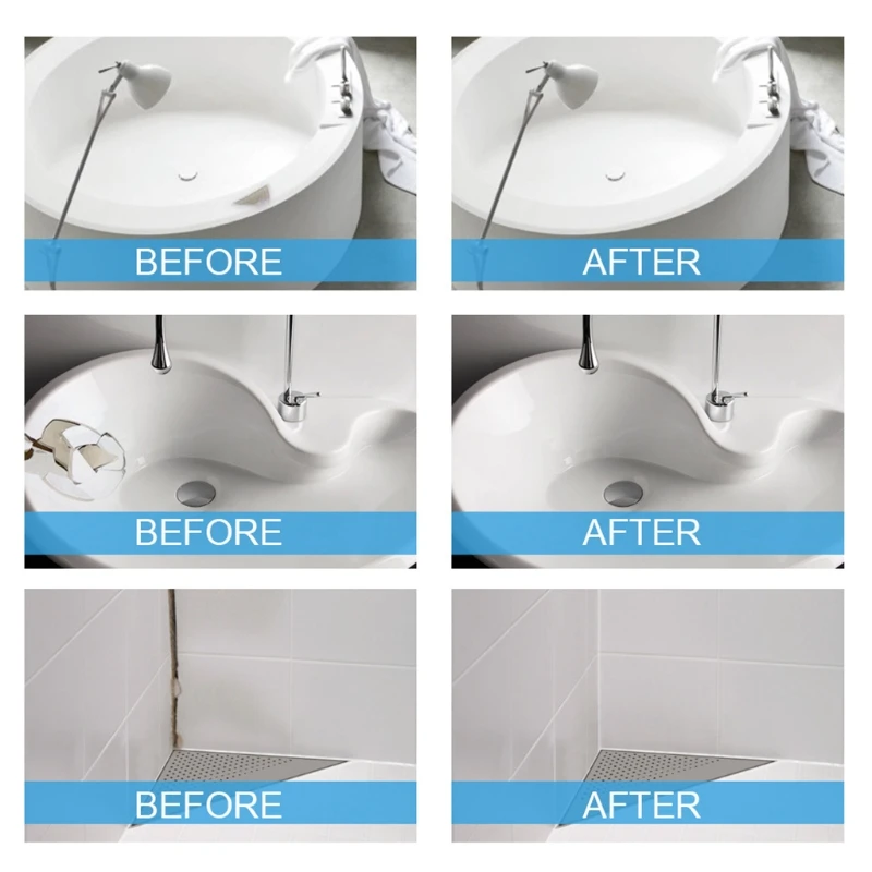 Ceramic Repair Paste A+B Tub Tile Shower Repair Kit White Bathtub Crack Refinishing Porcelain Acrylic Fiberglass