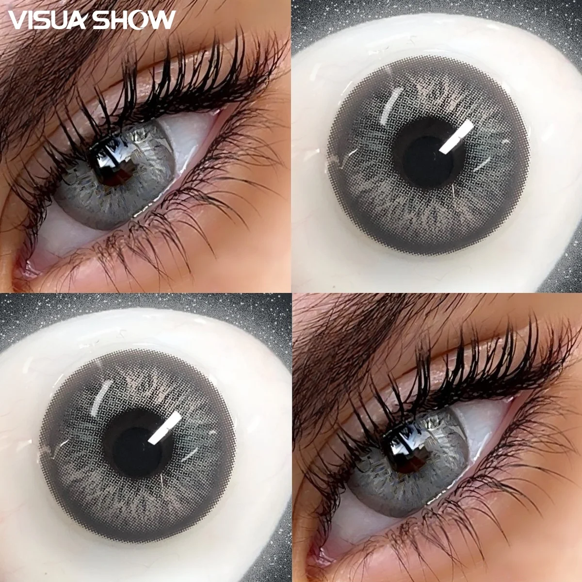 VISUASHOW 1 Paar graue Kontaktlinsen, kleine Pupille, halbjährlich verwendbare, farbige Kontaktlinsen zur Augenvergrößerung für Beauty, Cosplay und Make-up – Detail 6