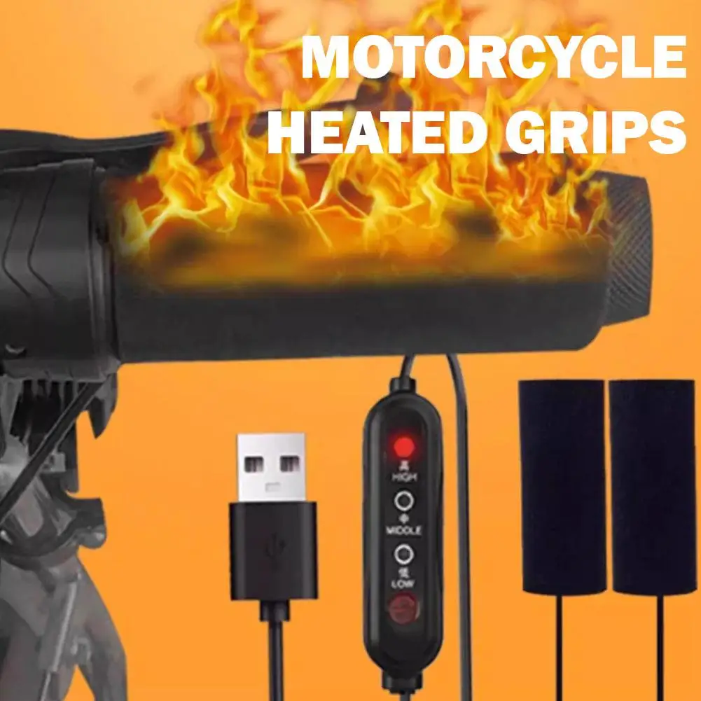 Motorcycle Heated Grips USB Powered 3-Gear Temperature Control Quick Heating Non-Destructive Installation Handlebar Warmers - Image 2