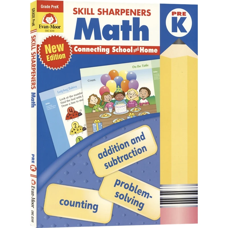 

Evan-Moor Skill Sharpeners: Math, Prek Workbook, Children's books aged 3 4 5 6 English books 9781629389844