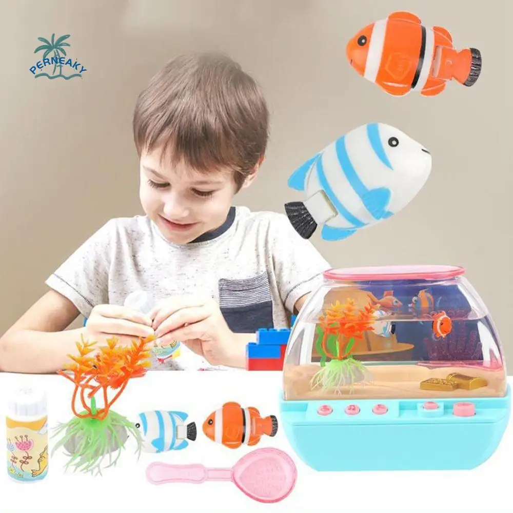 

Creative Artificial Aquarium Toy Cartoon Light Up LED Light Up Tank Lovely Electric Music Interactive Aquarium Toys