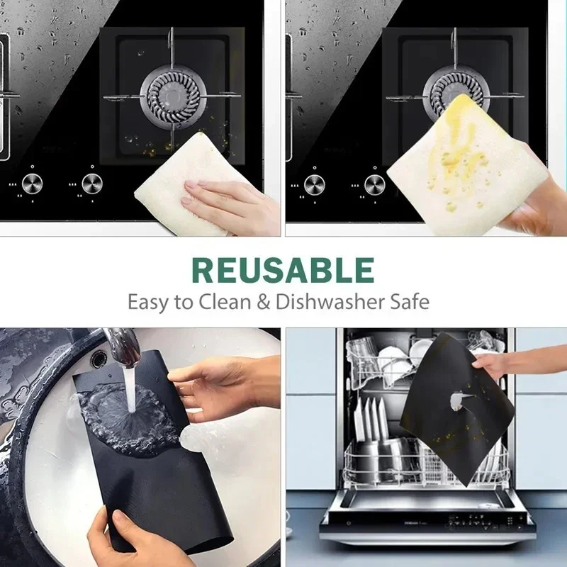 1-12pcs Gas Stove Protector Cooker Cover Liner Clean Mat Pad Reusable Oil-proof Gas Stove Stovetop Protector Cookware Accessorie