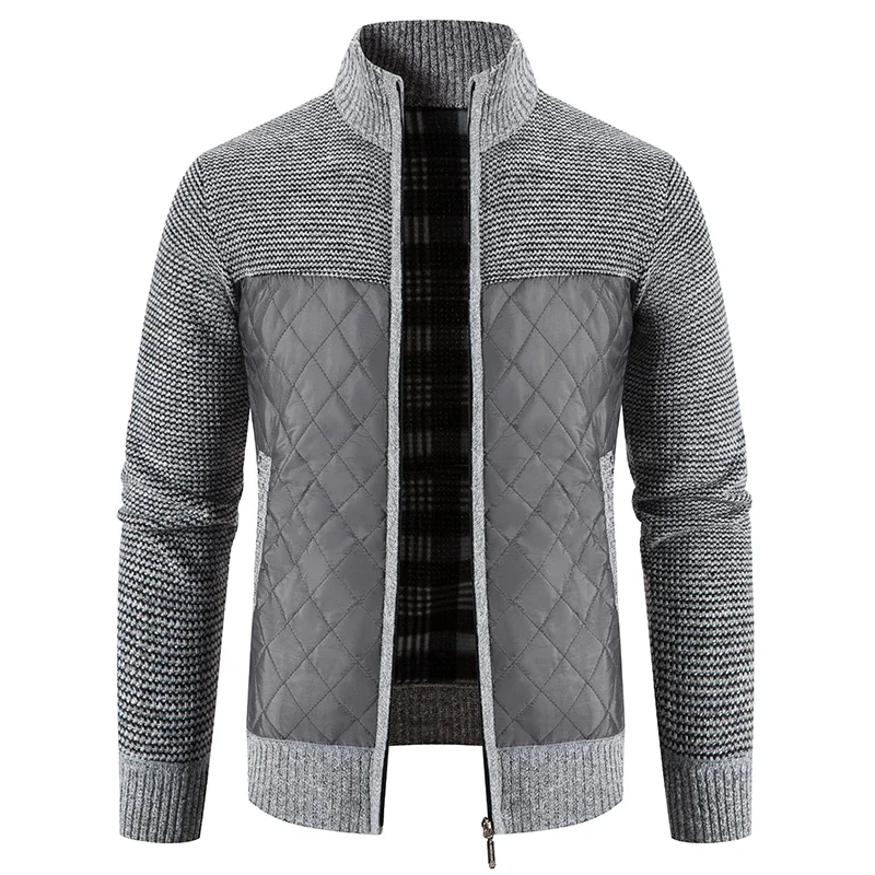 

2025 Autumn Winter Cardigan Men's Sweaters Fashion Patchwork Warm Knitted Sweater Cardigan Casual Knitwear Coat Mens Clothing