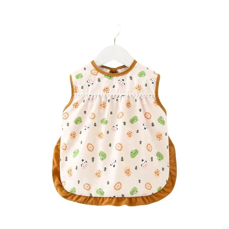 

581F Toddler Water Proofing Bib with Adjustable Strap Tied Soft Stain Resistant Fabric Feeding Apron for Ages 0 to 4 Year
