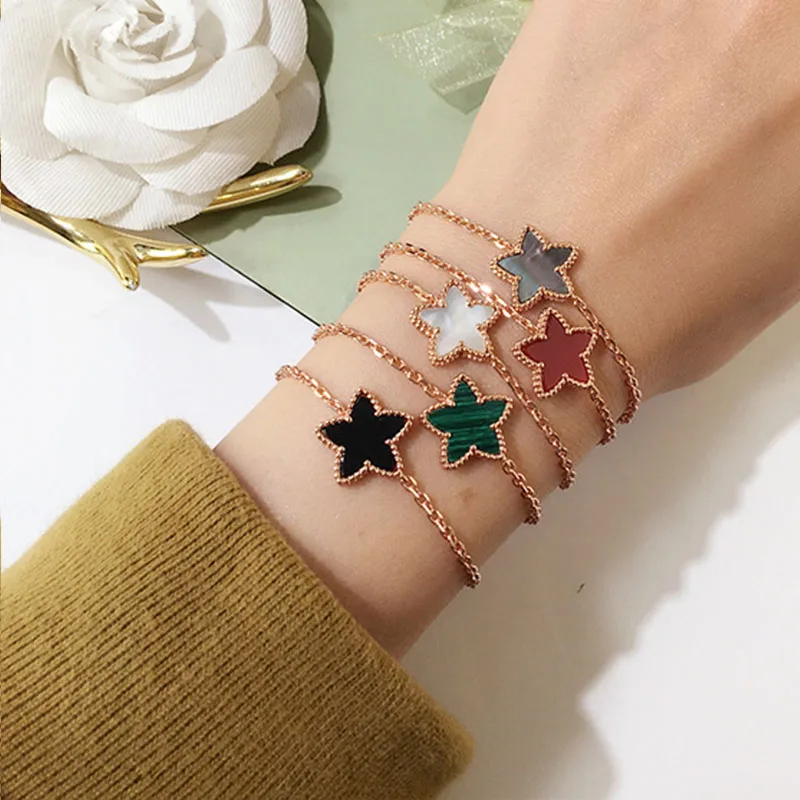 

Fashion pentagram style natural shell agate women's collarbone necklace bracelet New popular jewelry