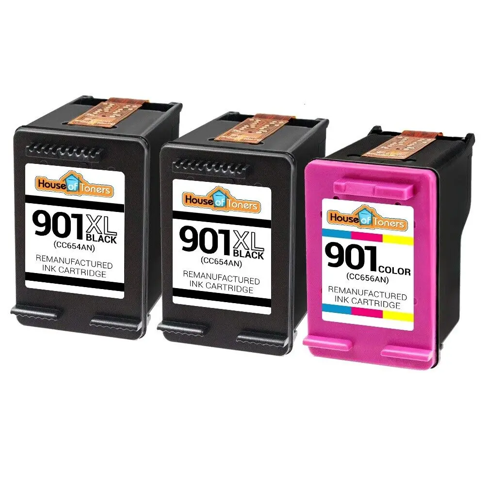 3PK HP 901XL CC654AN Black & CC656AN Color Ink for G510a J4524 J4580 J4660 4500