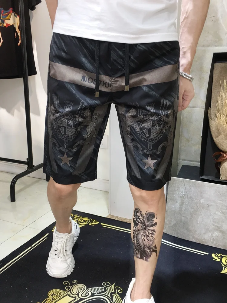 

Летние мужские повседневные брюки из ледяного шелка 2026: тонкие, прямые, с принтом, низкой посадкой, удобные, дышащие, в спортивном стиле