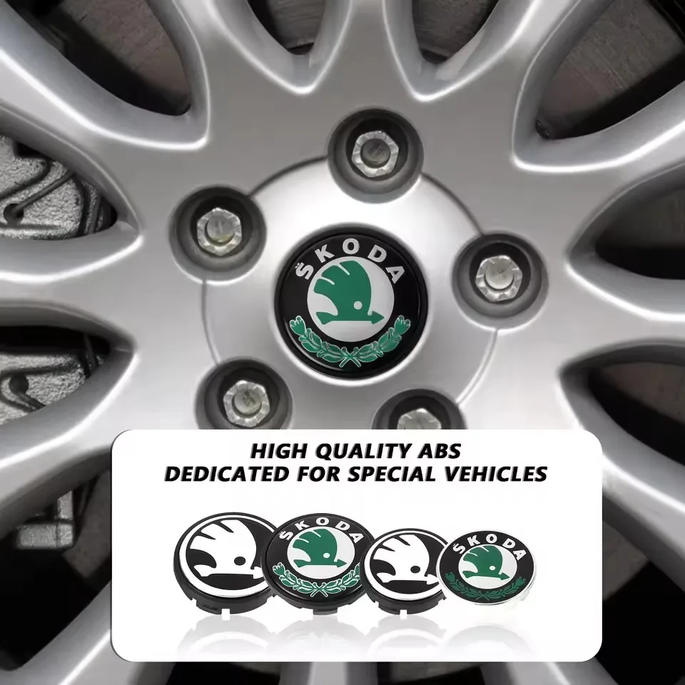 4PCS 55MM 65MM Car Wheel Center Caps Tyre Rim Hub Cover Stickers Badge For Skoda Octavia Rapid Fabia Superb Kodiaq Karop Kamiq S