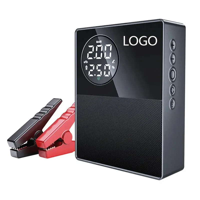 

LOGO multi function available Black Portable Car Jump Starter Power Bank Air Compressor Inflator Pump