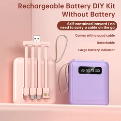 Self-wired Detachable 4-wire 3 Cells 18650 Battery Mobile Power Kits DIY Charging Treasure Kit With LED Light