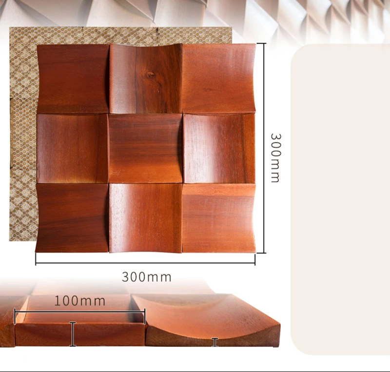 11Pcs /Pack Curved Semicircle Black Walnut Wood Sound-Absorbing Panel 30x30cm Art Wall Mosaic Tiles Villa Decoration Materials