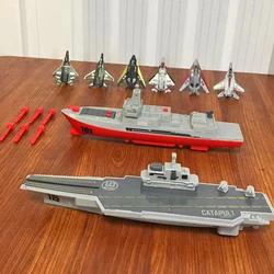 Aircraft carrier battle plan launchable fighter with 6pcs children military combat children boy toys Christmas gifts