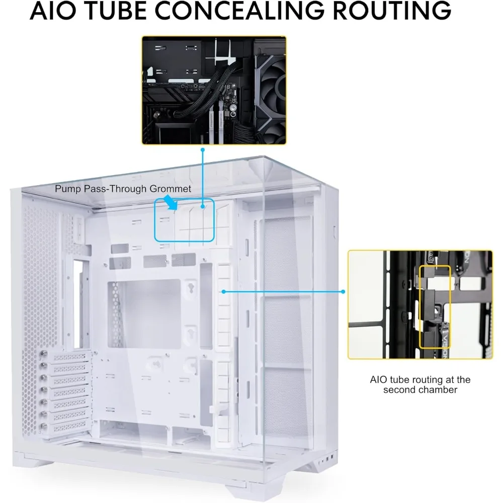 ATX Mid Tower Computer Case, White-Steel-Tempered Glass, Back Connect Support, ATX PC Case