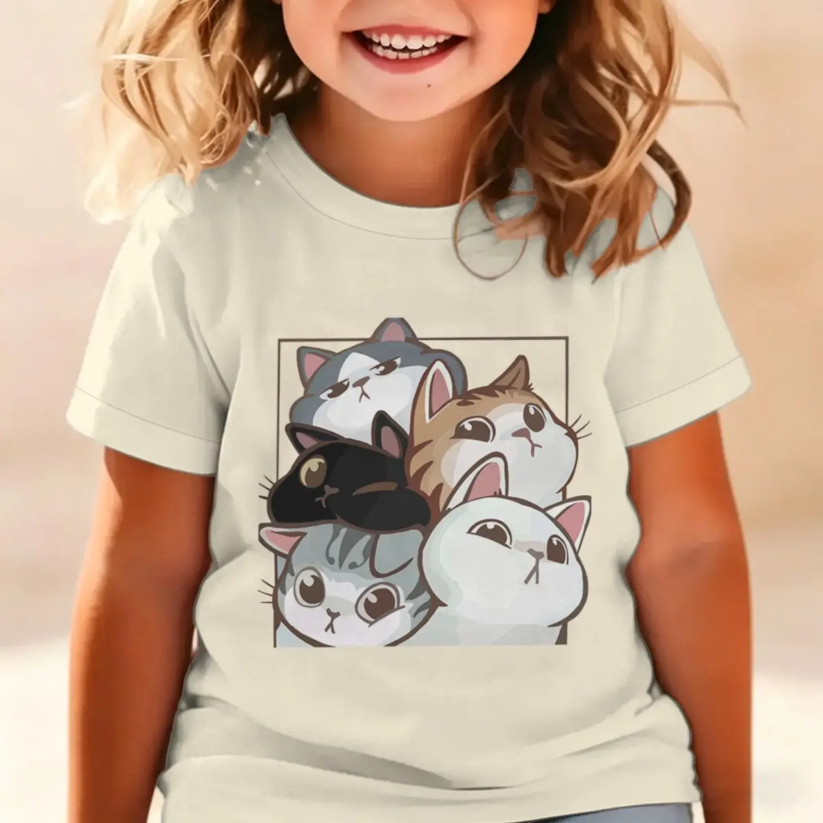 Cute Cat Kawaii Cartoon T-shirt Girl Boy New Fashion Casual Tops Animal Lover Gift Harajuku Clothes Kids Funny Cat Print Tee Top