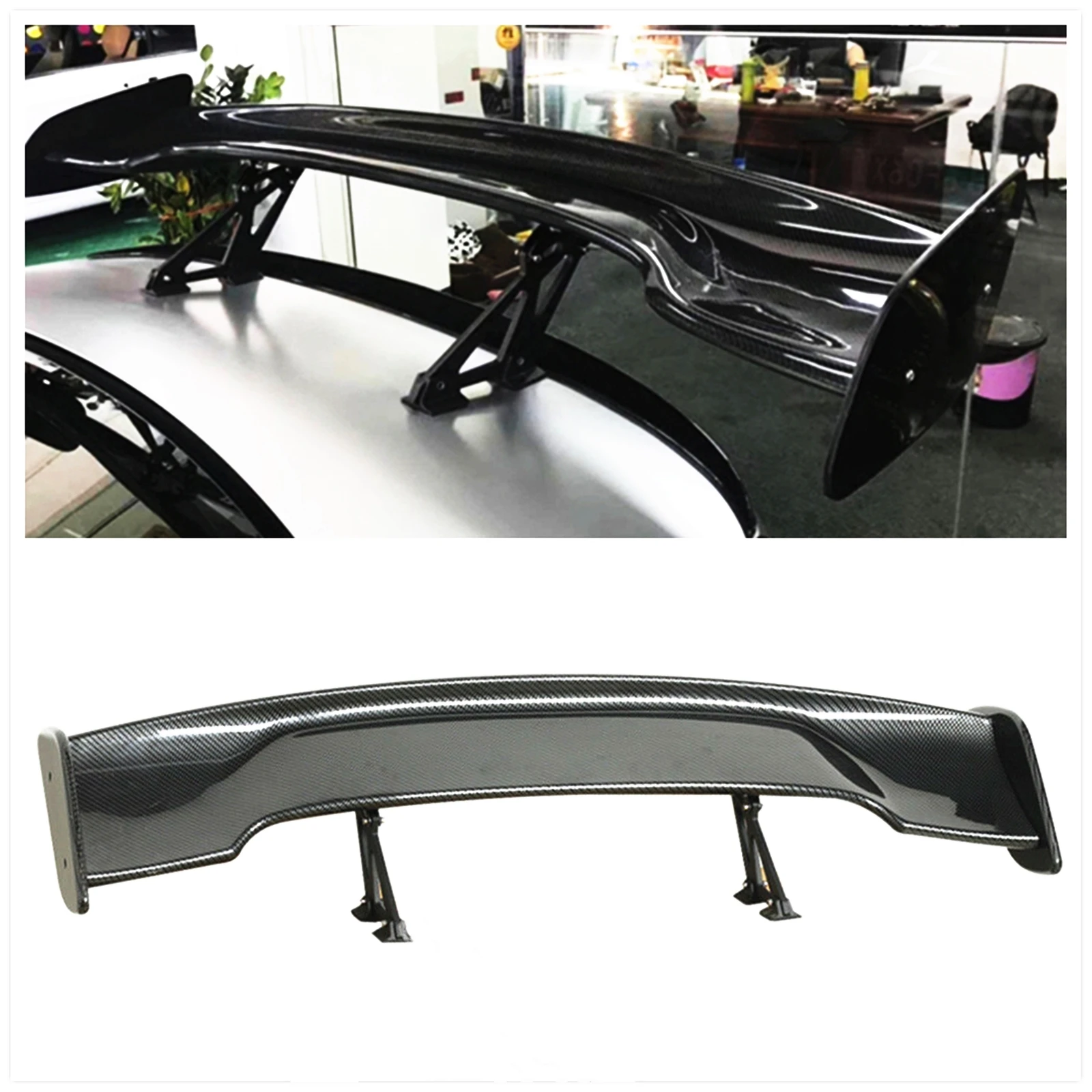 

Universal 57" Auto 3D 3DI GT JDM Rear Spoiler Wing Racing Car Trunk Lid Real Carbon Fiber Upper Tailgate Splitter Decklid Flap