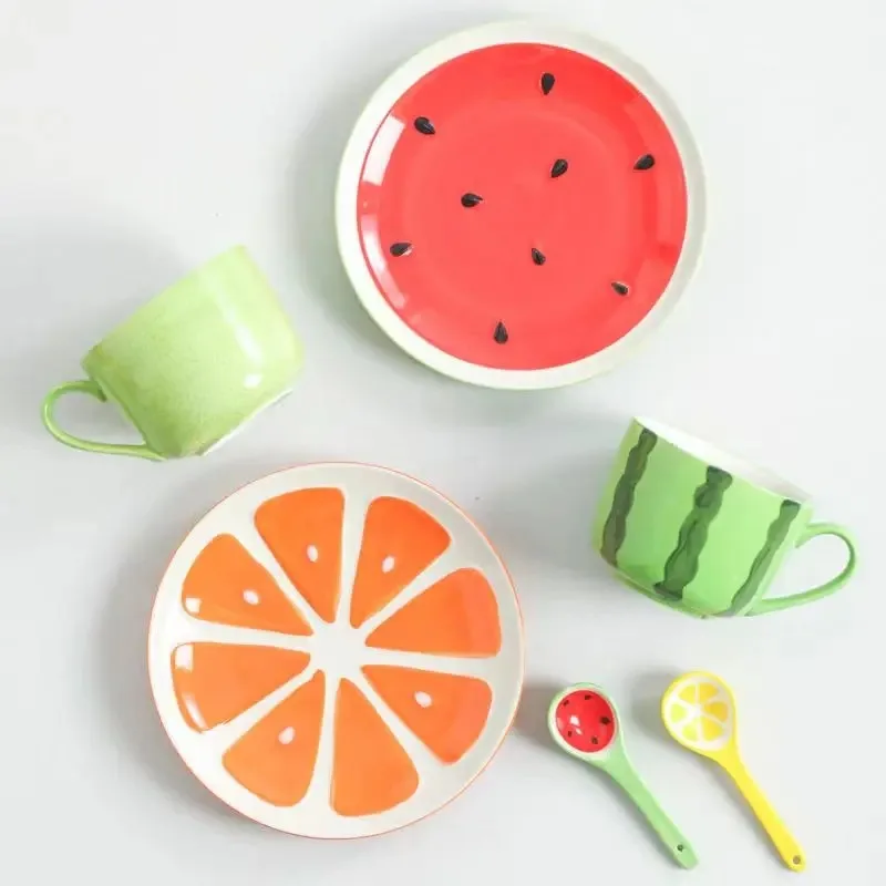 Dessert ceramic small plate Lovely fruit dishes creative tableware sushi set pickles Cold dish set Fruits 4pcs set 9.8*1.9 cm
