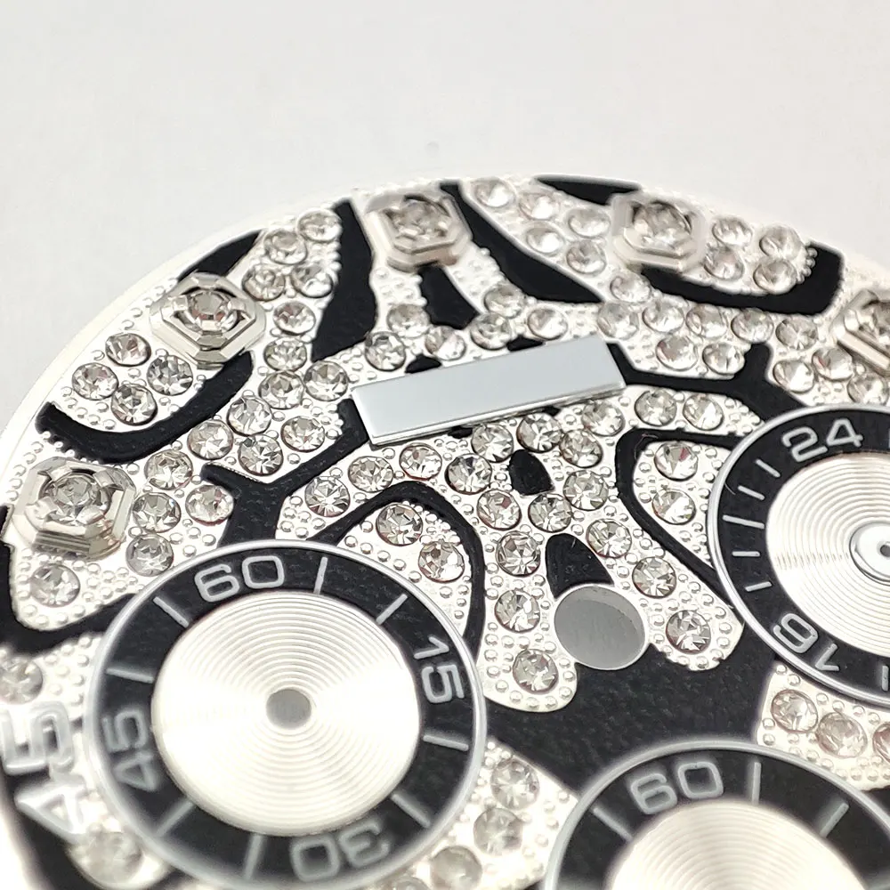 Quadrante vk63 Quadrante dell'orologio da 29 mm Quadrante con diamante tigre adatto al movimento al quarzo Vk63 Parti di ricambio dell'orologio Accessori di alta qualità