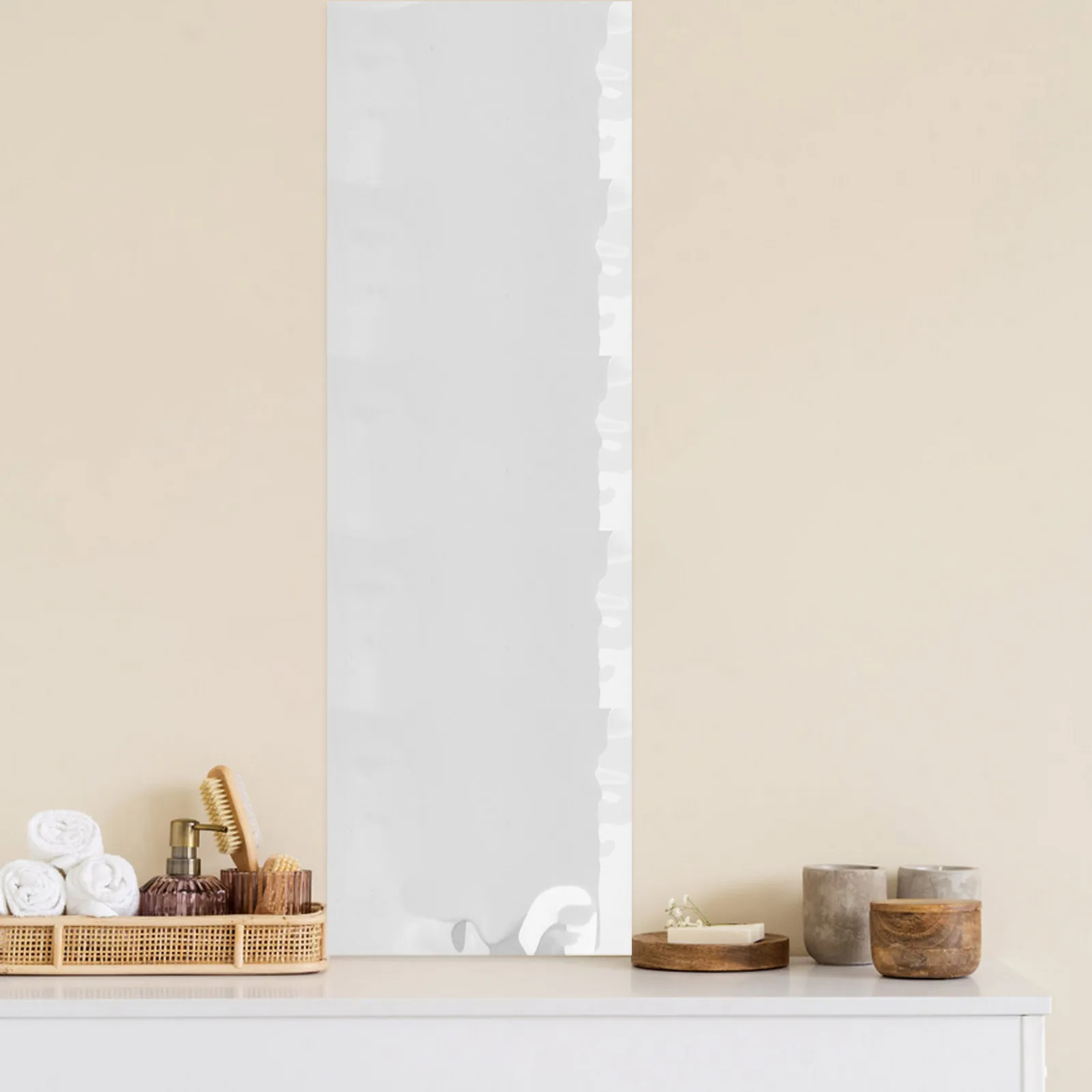

1 Roll Self-Adhesive Mirror Decal Clear Reflection Wall Mirror Sheet for Home Bathroom Bedroom Vanity Decorative Household