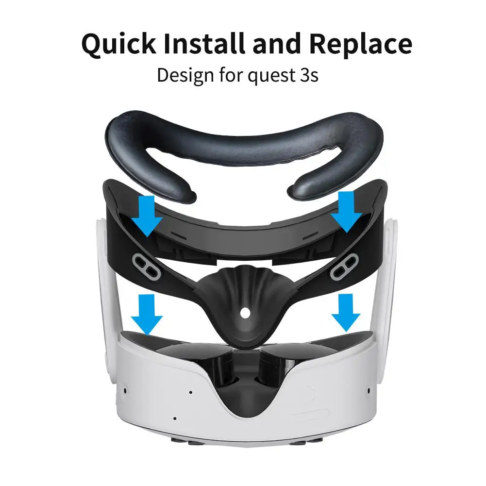 1 Set VR Face Mask For Meta Quest 3S Facial Interface Sweatproof Mask Face Cushion Lightproof Mask Face Cover VR Accessories