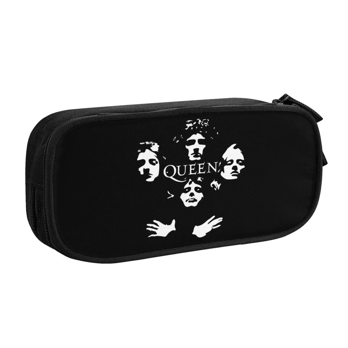 Imagem -02 - Personalizado Freddie Mercury Queen Band Pencil Case para Meninos e Meninas Grande Capacidade Pen Box Bolsa Acessórios Escolares