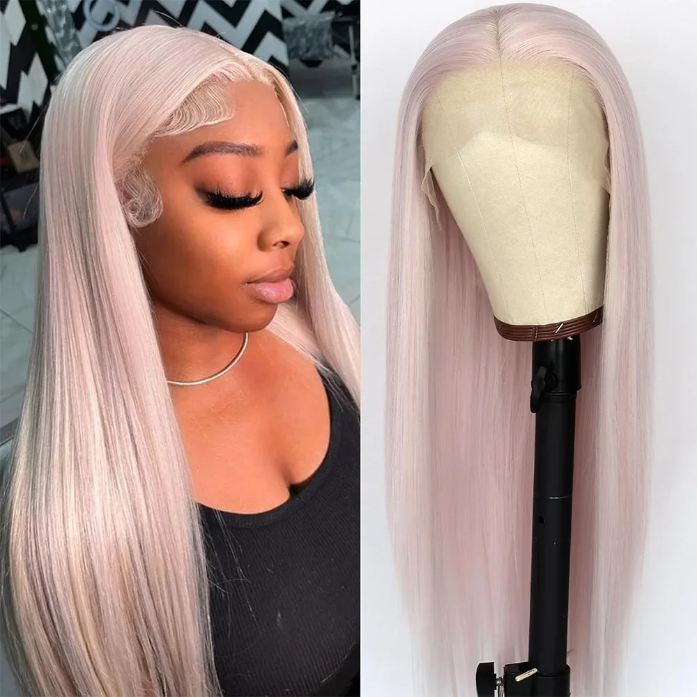 

Pink Straight 13x4 Transparent Lace Frontal Wigs Brazilian 180% Lace Front Wig Colored Human Hair Wigs For Women Pre Plucked