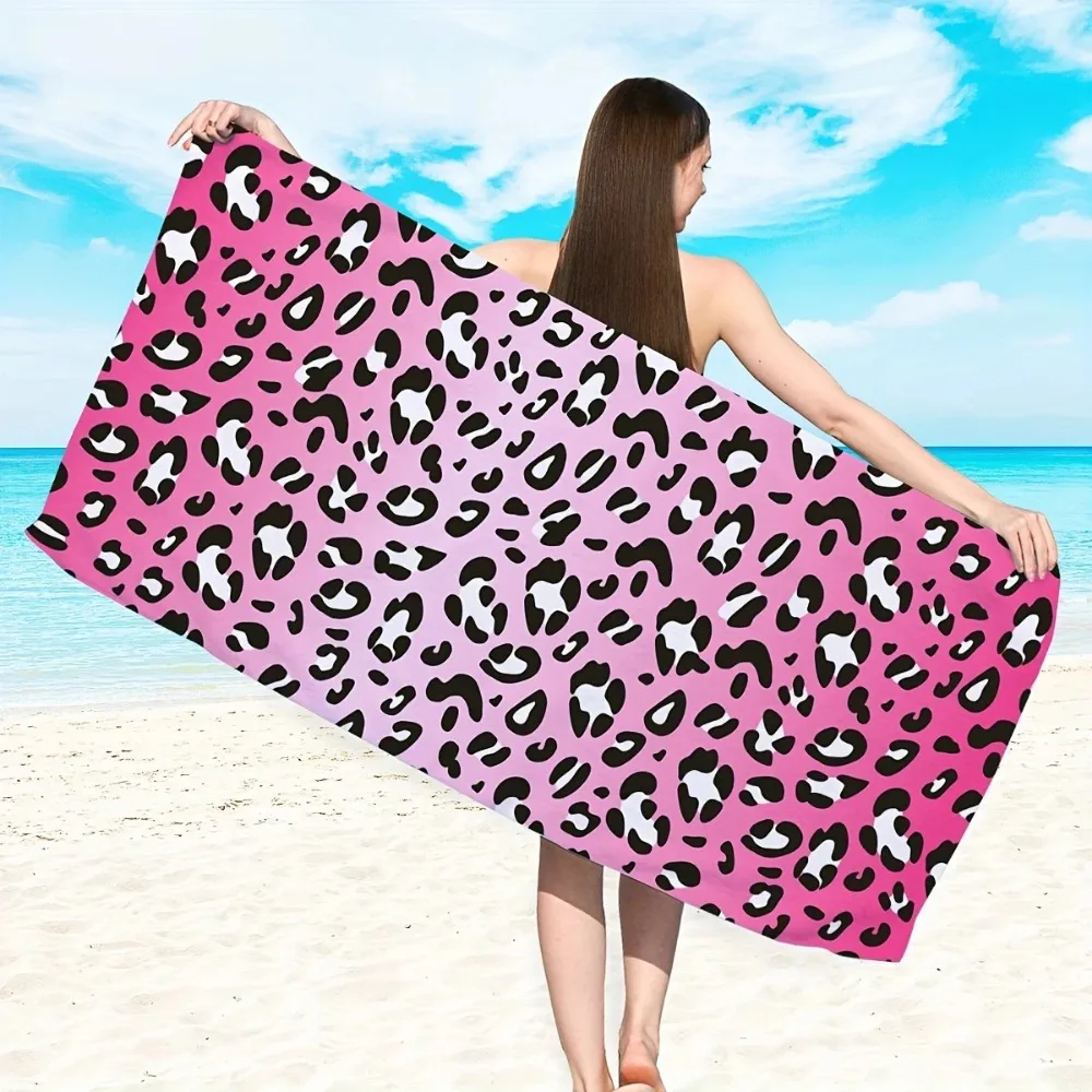 Leopard Print Microfiber Beach Towel Tigers Absorbent Swimming Towel Lightweight Quick Drying Pool Towel Perfect for Men Women