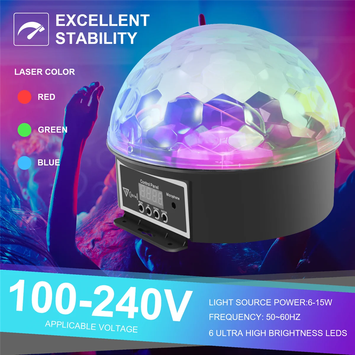 RIRI LED RGB Cristal Bola Mágica Efeito Luz DMX Discoteca Dj Luz de Palco para KTV Club Pub Bar Show de Casamento ativado por voz