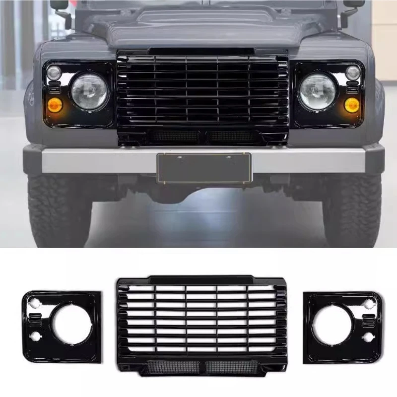 Black Front Grille Fog Lamp Frame Grill Mask Grid for Land Rover Defender Modified New Style Bumper Net Car Accessories