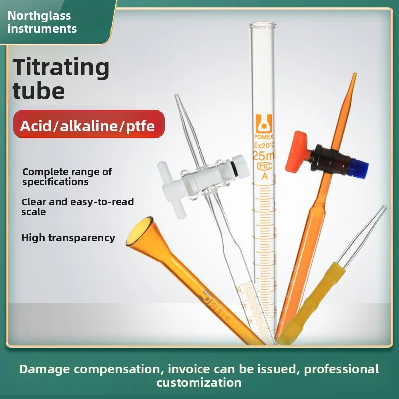 

North Glass Transparent Brown Acid Burette 5 10 25 50 100 250 500ml Graduated Burette