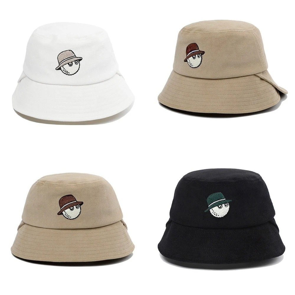 26 Golf Corduroy Wappen Fisherman's Hat Unisex Sun Protection Hat Sports Bucket Hat with Little Man Pattern