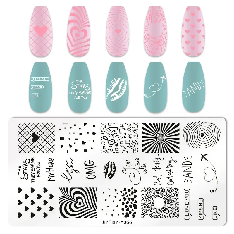 Valentine's Day Love Heart Serial Nail Art Templates Stamping Plate Design Stamp Templates Nail Design Tools Festival Templates