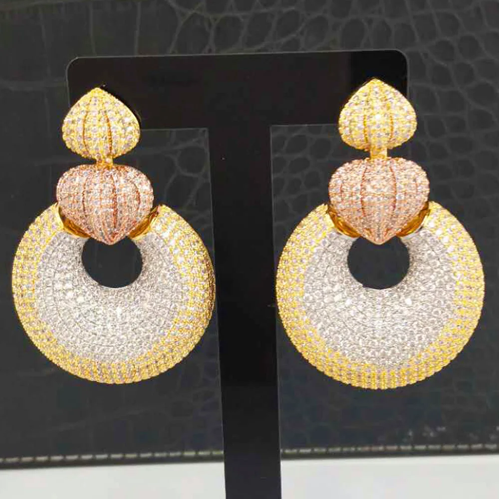 

Missvikki Vintage Shiny Round Drop Earrings For Noble Women Wedding Party Hollow Engraving Dubai Bridal Earrings Fashion Jewelry