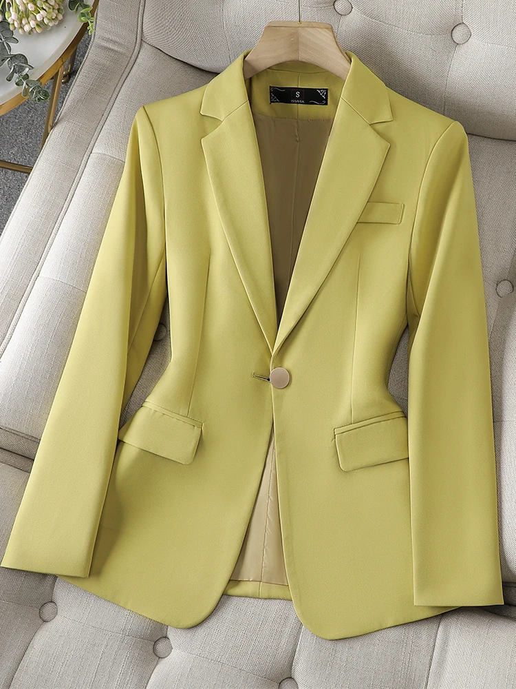 

Green Khaki Black Office Ladies Formal Blazer Women Female Slim Single Button Business Work Wear Jacket