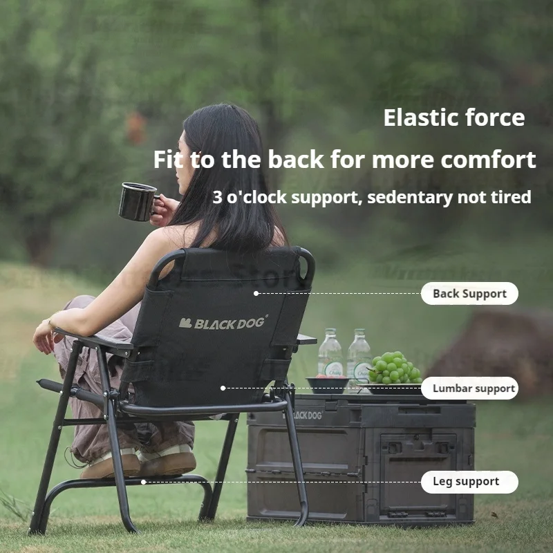 Naturehike BLACKDOG Camping Chair Outdoor Folding Chair Support Durable Beach Chair Travel Furniture Portable Bearing 120kg