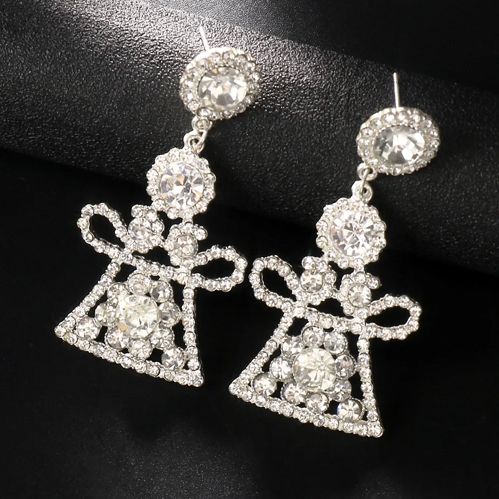 Stonefans Fashion Geometry Dangle Earrings Rhinestone Ear Jewelry 2024 Shiny Crystal Bridal Earrings Wedding Accessories Gift