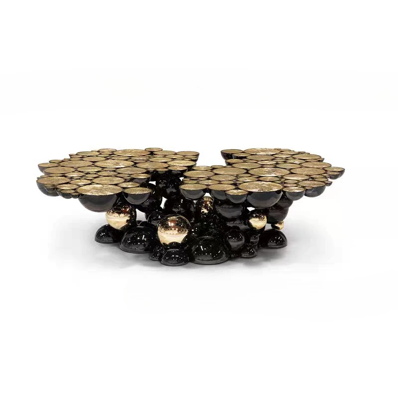 Light luxury stainless steel art bubble coffee table, modern villa irregular special-shaped tea table