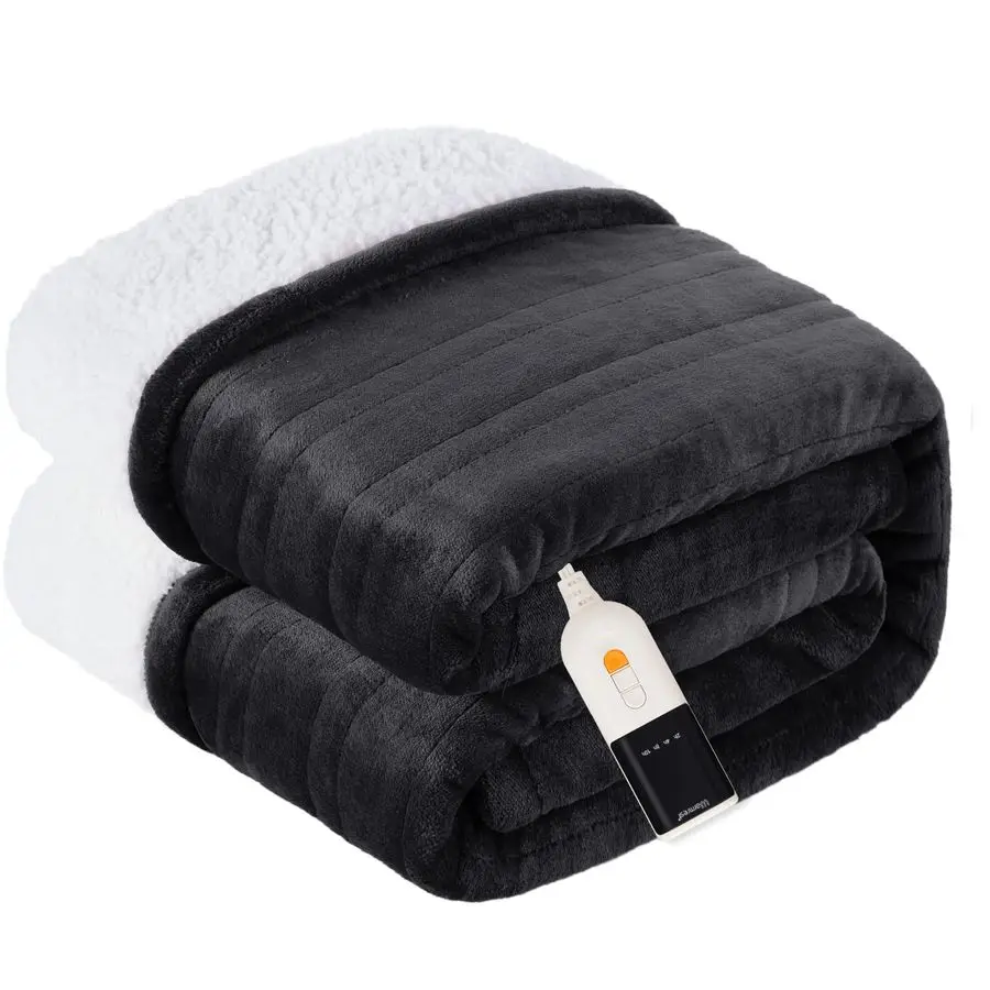 

Одеяло с электрическим рисунком, мягкая фланель, шерпа, 6 уровней нагрева, быстрый нагрев, съемный контроллер с автоматическим отключением от 2 до 10 часов, машинная стирка
