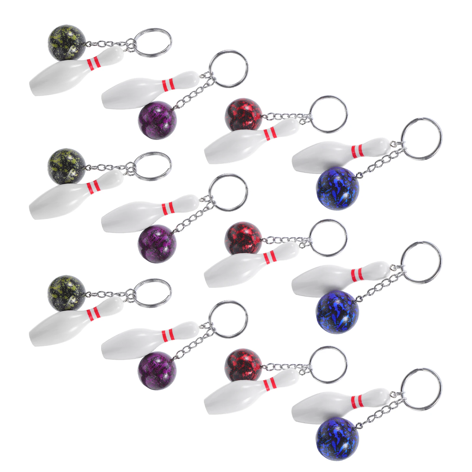 

12 Pcs Bowling Key Chains Bulk Gift Souvenirs Bag Pin Charm Mini Backpack Keychain Bowling-pins