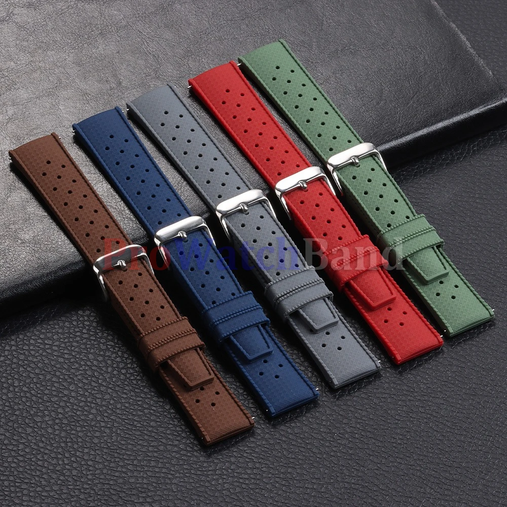 18mm 20mm 22mm Tropic Rubber Watch Straps Quick Release White Yellow Silicone Watchband Breathable Waterproof Men Women Bracelet view 3