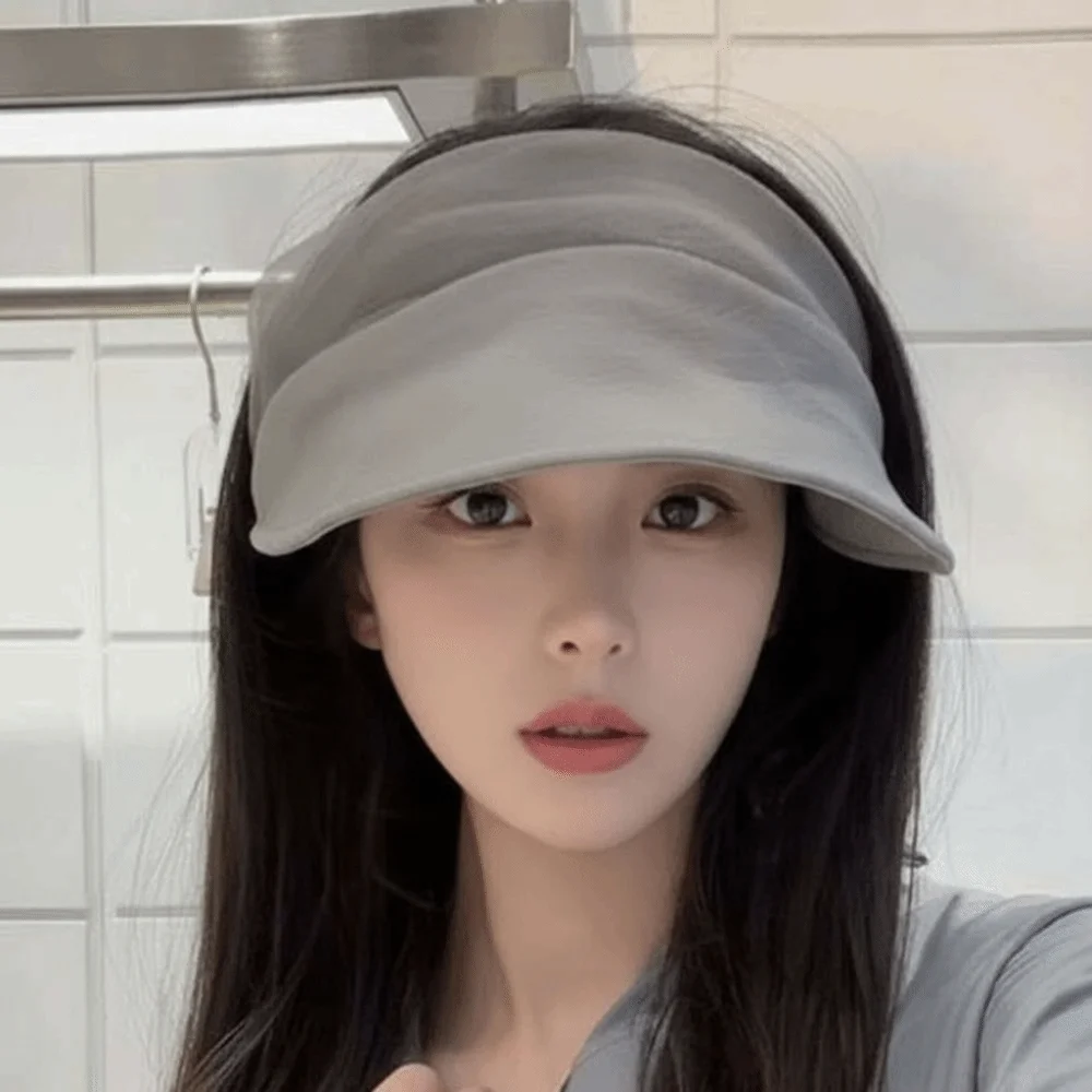 

Portable Organza Visor Cap Breathable Solid Color Folding Sunshade Hat Versatile Lightweight Sunscreen Empty Top Hat Travel