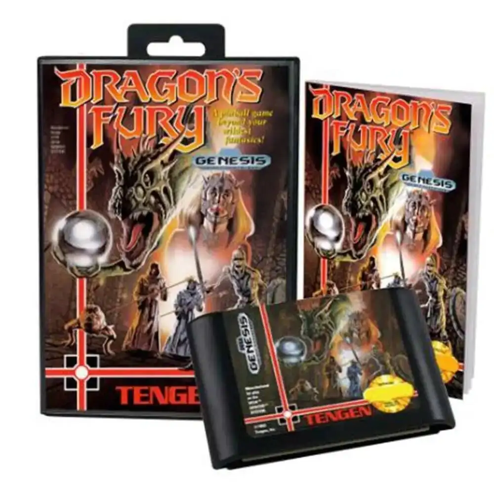 HOT Dragon's Fury con scatola e manuale per cartuccia di gioco Sega MD a 16 bit Sistema Megadrive Genesis
