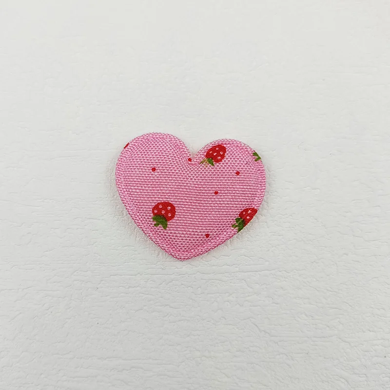 Niedliche gepolsterte Erdbeerherz-Applikation, Kinder-Stirnband-Accessoires, Schuhe, Hüte Dekorationsaufnäher, 60 Stück – Detail 6
