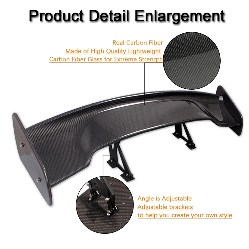

High Quality 57 Inch GT Style Adjustable Carbon Fiber Rear Trunk Spoiler