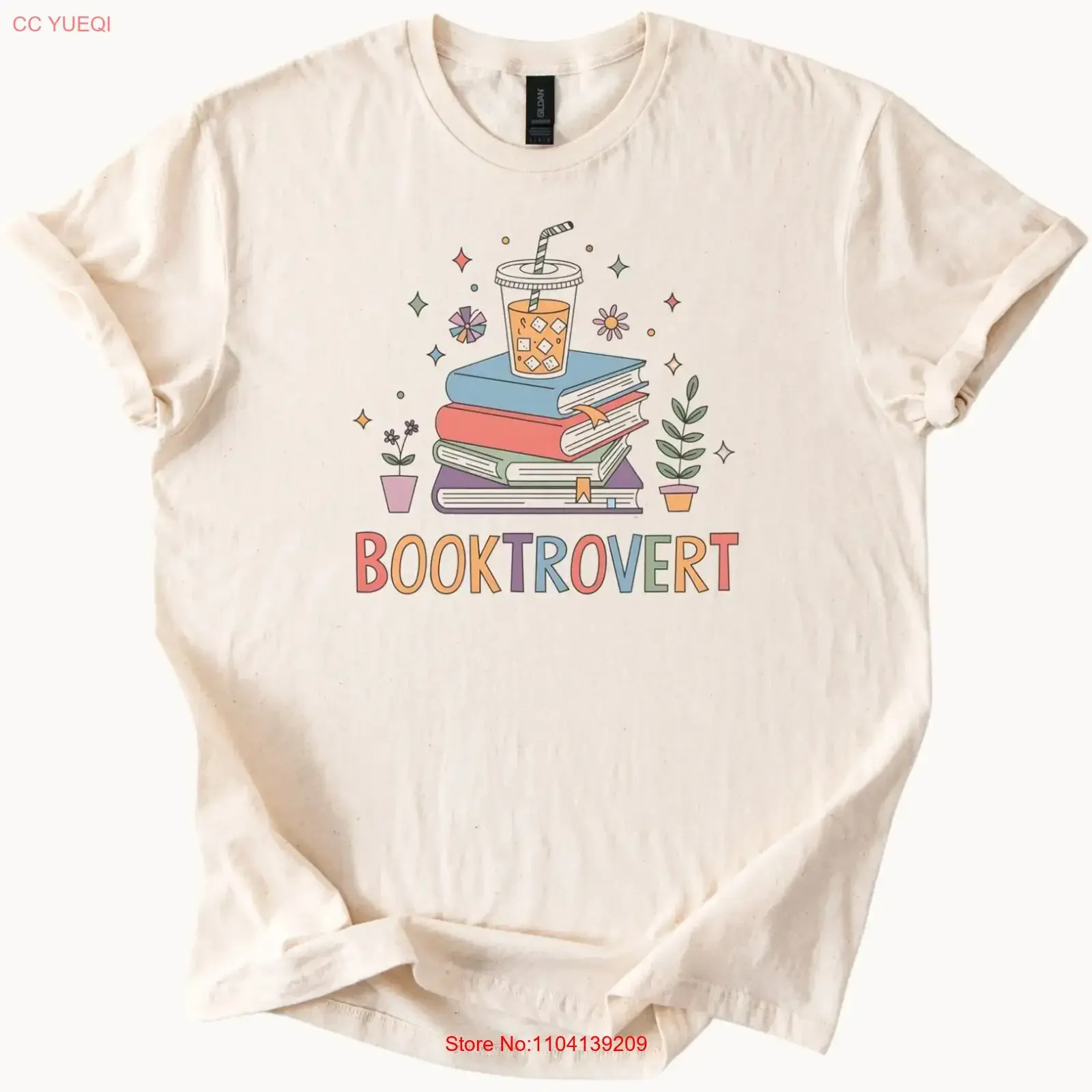 BooktroverT T Shirt Book Stack Bubble Tea Plant for Lovers vintage Washed Versatile graphic Top For Everyday Wear Comfortable