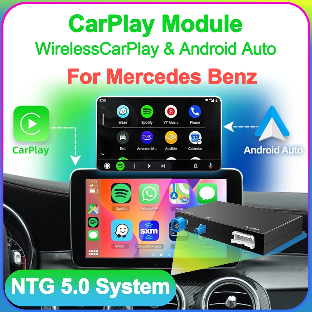 Drahtlose CarPlay Android Auto Passt Für Mercedes NTG 5,0 System 2015-2018 Unterstützung CarPlay Android Auto Spiegel Link USB flash