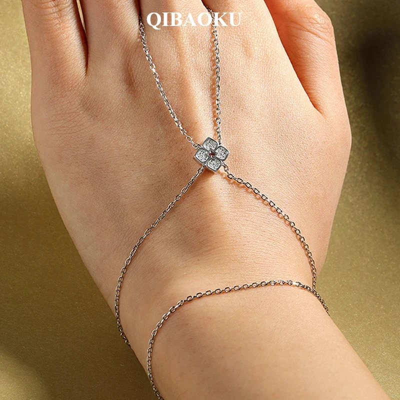 QIBAOKU Moissanite Lab Diamond Bracelets for Women Adjustable 15-20cm Classic Luxury Chain Pure S925 Sterling Silver 2026