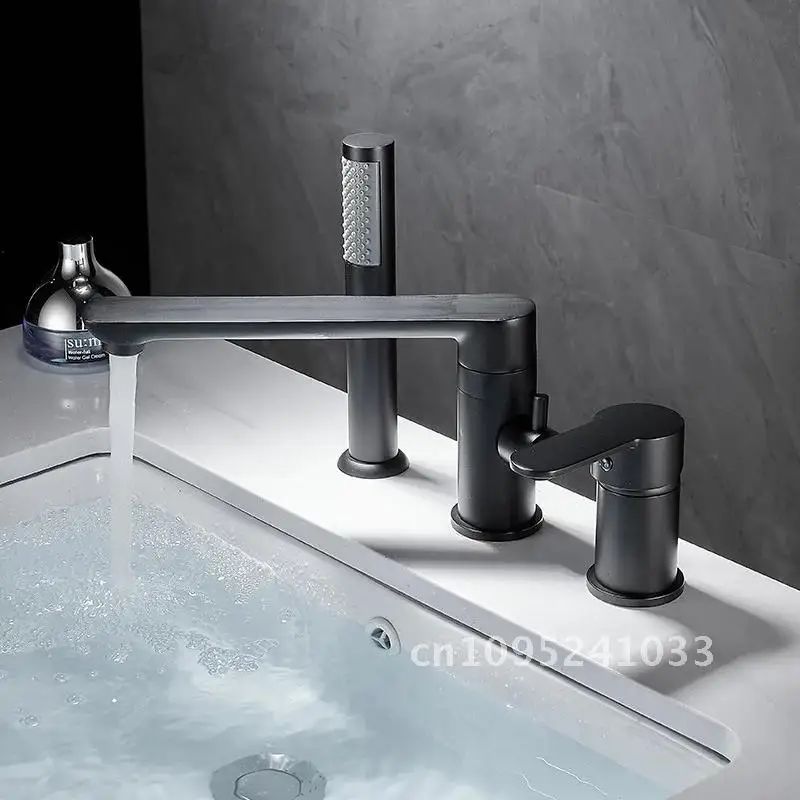 Bathtub Faucet Widespread Bath and Shower 3 Hole Gold/Black/Chrome Hot Mixer Head Showe With Basin Hand Water Tap &Cold